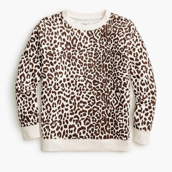 J. Crew Vintage Fleece Leopard Cotton Crewneck Sweatshirt Small AB726 G-1453 - Picture 1 of 14